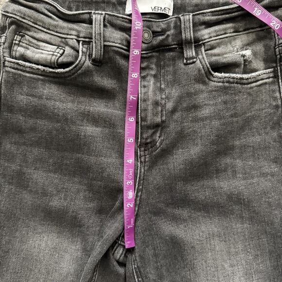 Vervet Jeans Womens 27 Black Distressed High Rise Straight Leg Frayed Hem grunge - Picture 9 of 12